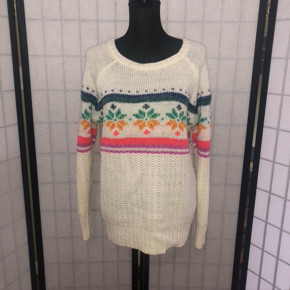 AMERICAN EAGLE Jegging Sweater Snowflake Rainbow Large Christmas Winter